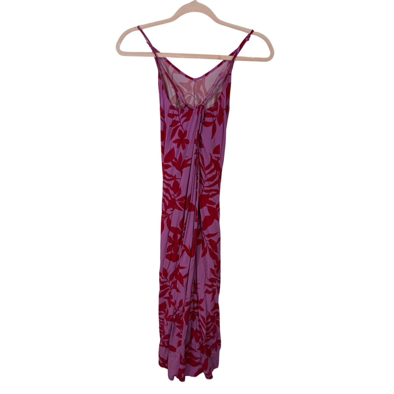 Old Navy Purple Tropical Print Hibiscus Maxi Dress Vacation Boho Western Beach S