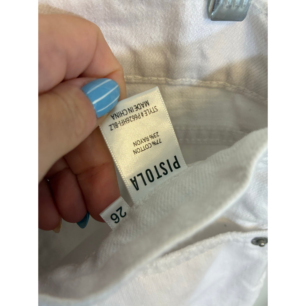 Pistola Denim Straight Leg Sz 26 White High Rise Distressed Tapered Mom Jeans