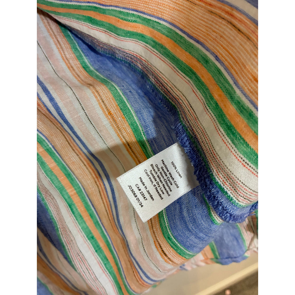 Talbots Linen Tie Hem Button Front Top Swing Stripe 0P Preppy Nautical Set