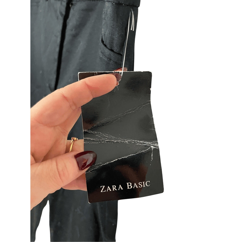 NWT Zara Women's Cotton Black MidRise Career Wear Dress Slacks Sz 10 Business