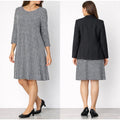 J. Jill Wearever Houndstooth Shift Dress Womens Medium Black White Career Knit
