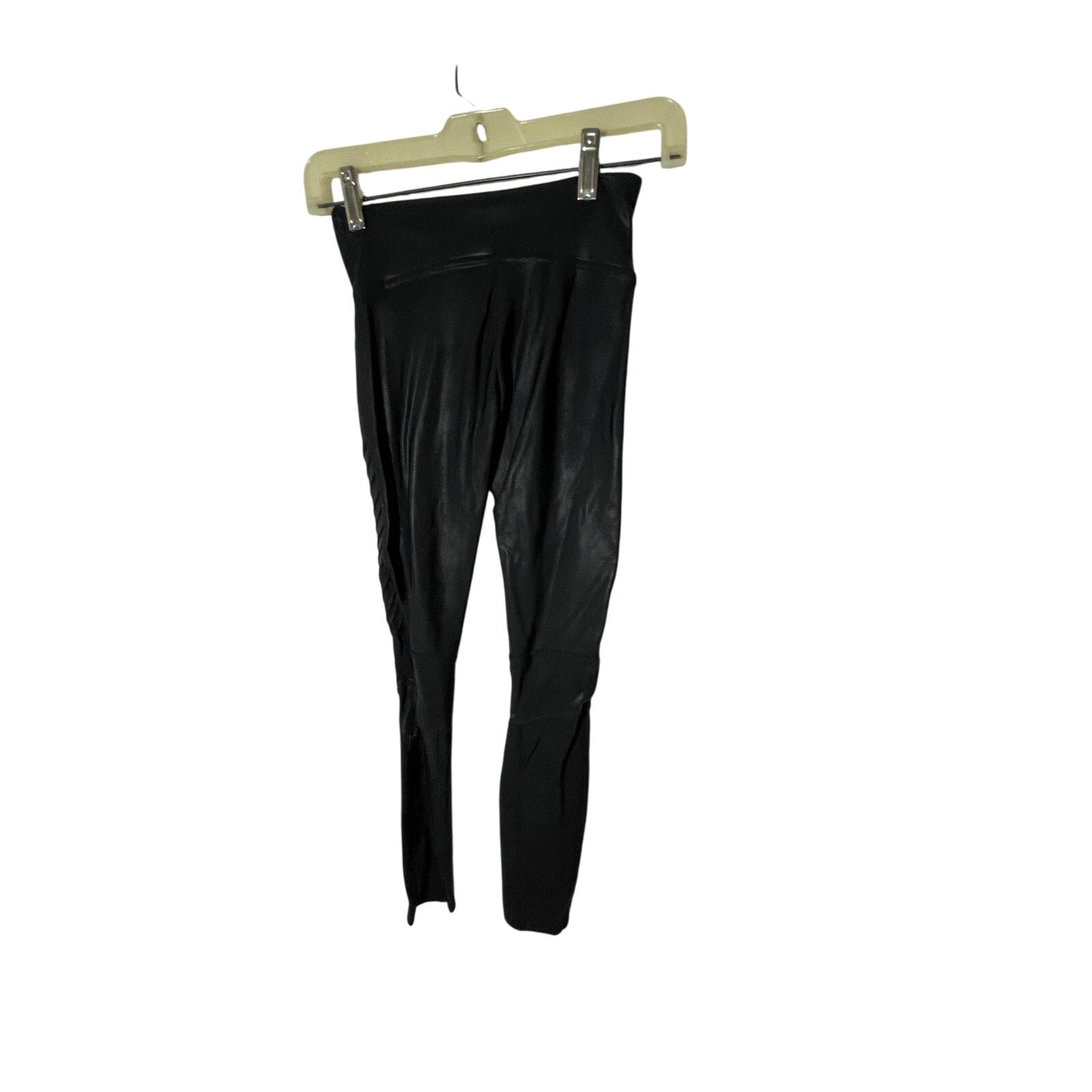 Spanx Faux Leather Moto Leggings Ankle Length XS Black 2437 Grunge Emo Biker