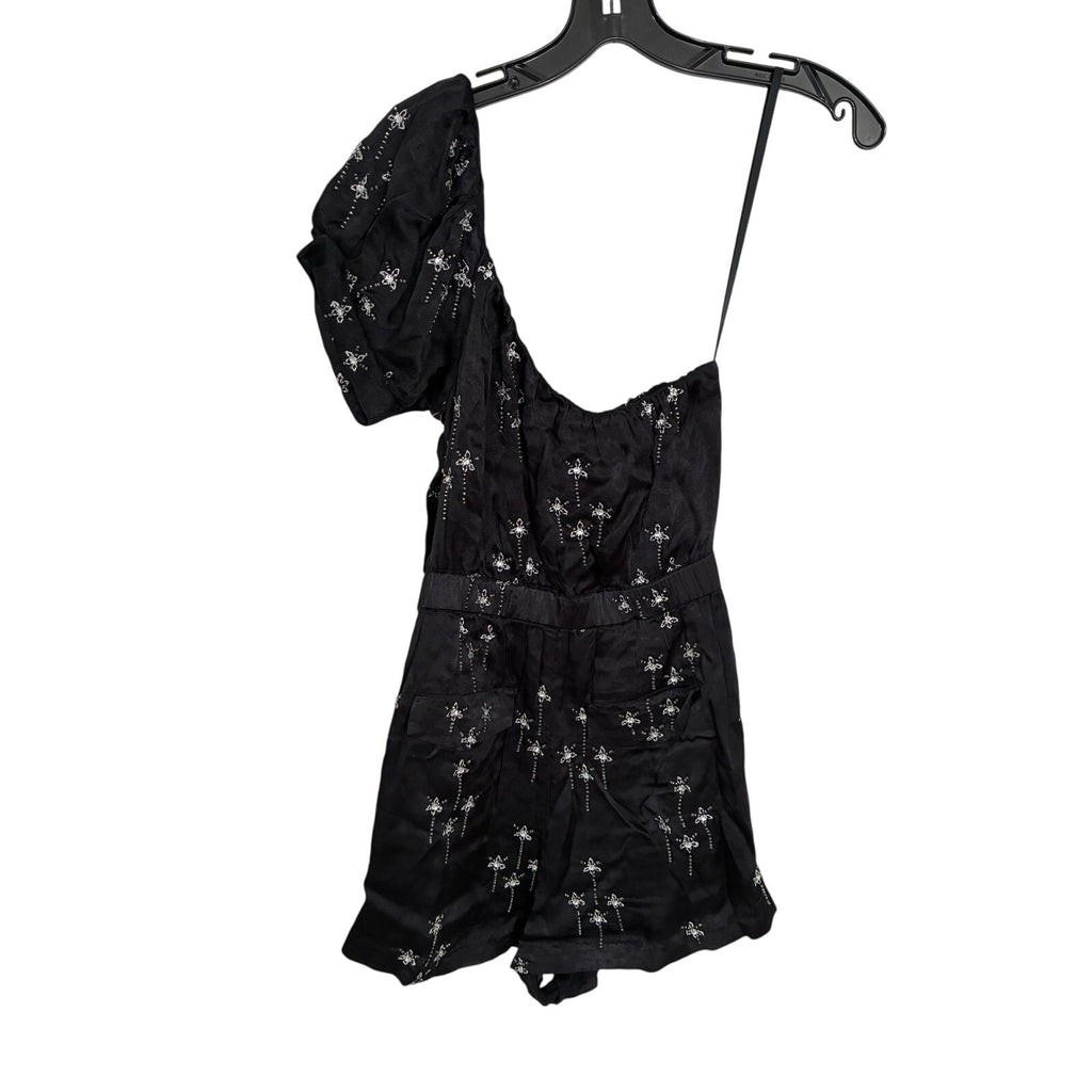 Free People Gemini One Shoulder Beaded Silky Party Romper Size S Cowgirl Rodeo