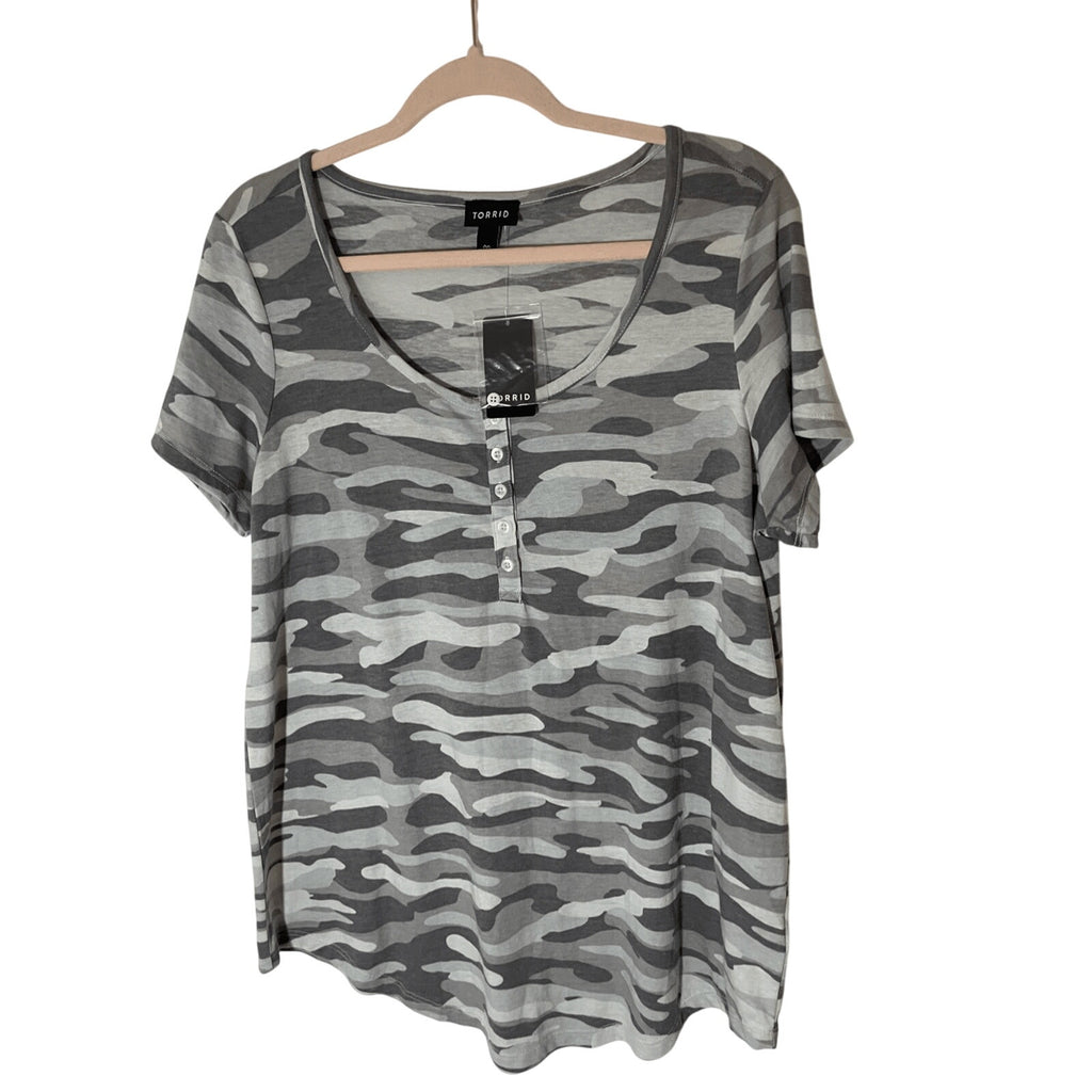 Classic Fit Vintage Burnout Camo Casual Collegiate Lounge Comfy V-Neck Tee