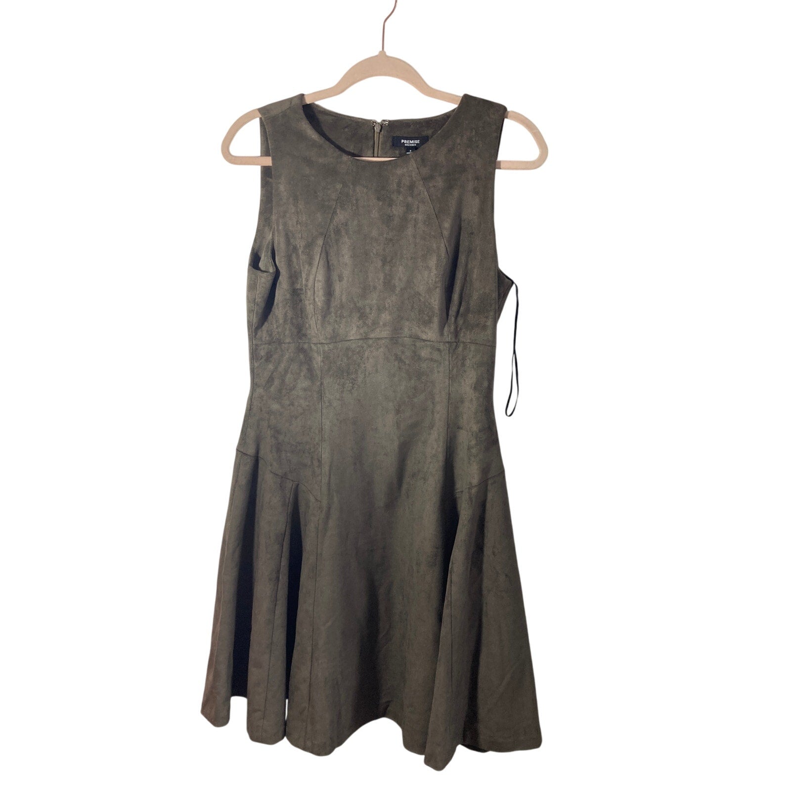 New Premise Faux Suede Heathered Taupe Fit and Flare Formal GNO Revenge Dress 8