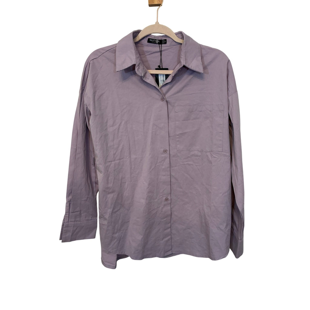 NWT Poplin Oversized Button Down Shirt Nasty Gal Prep School Country Club 2
