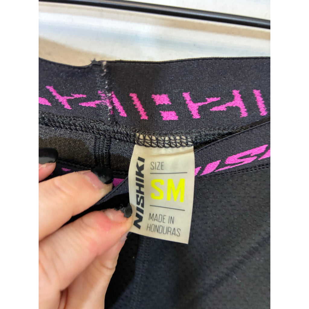 Nishiki Women's Padded Cycling Shorts Black Pink Compression Bike Riding Sz S