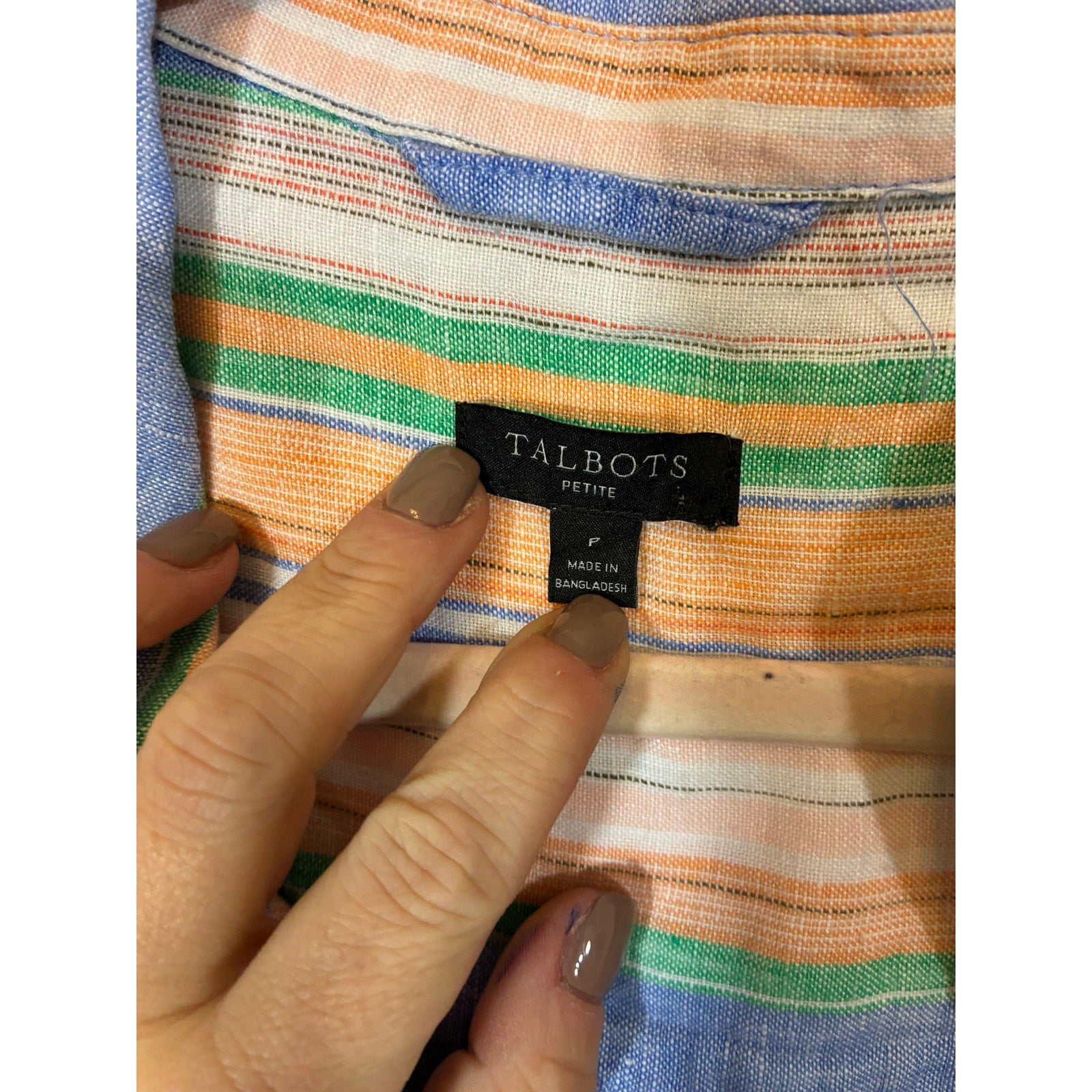 Talbots Linen Tie Hem Button Front Top Swing Stripe 0P Preppy Nautical Set
