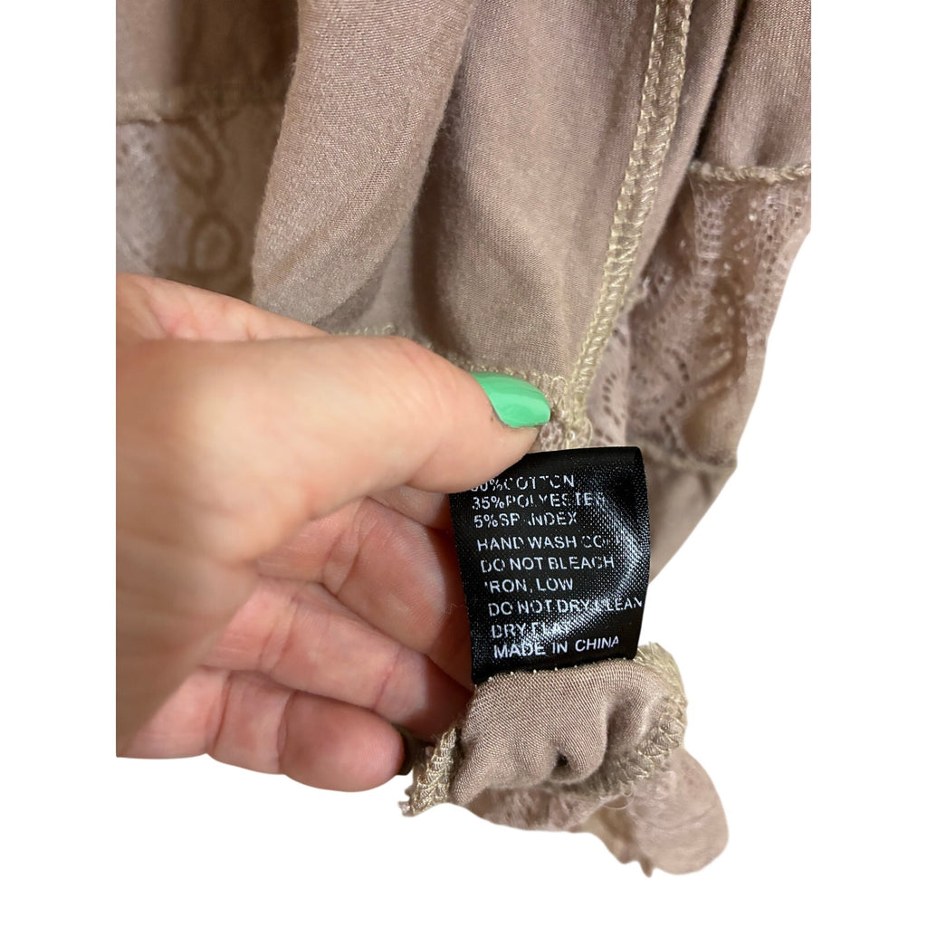 POL Open Duster Cardigan Lace Earthy Lightweight Cotton Soft Boho Festival S