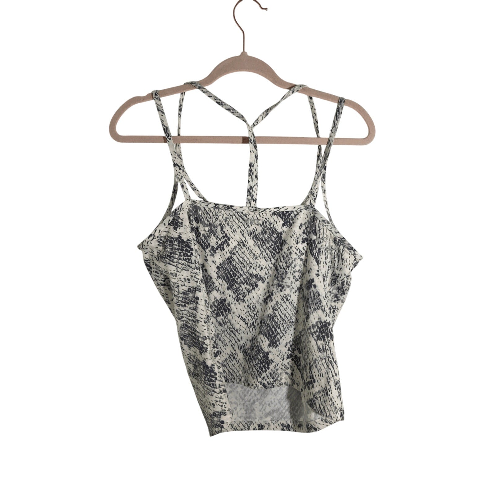 NWOT VS Pink Marble Snake Print Athleisure Workout Racerback Tank Top XL