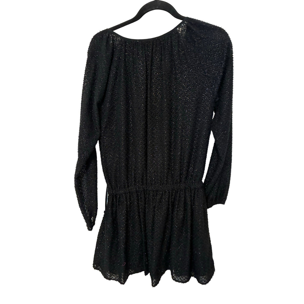 Michael Kors black shimmer V-neck mini dress size Small event business glam