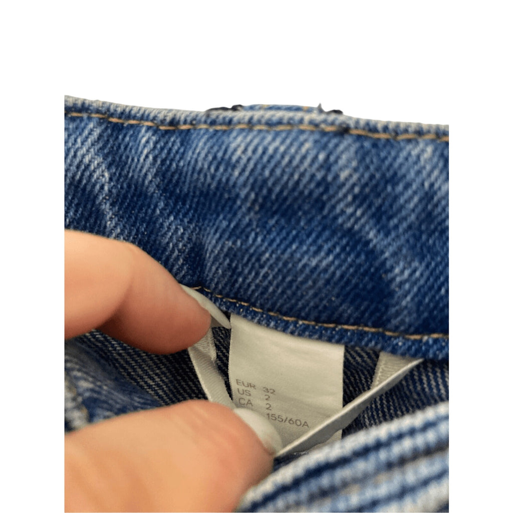 H&M Denim Above Knee Denimcore Y2K Modest Raw Hem Medium Wash Skirt