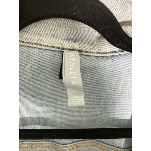 Athleta Women's Front Button Up Acid Wash Oversized Denim Trucker Jacket Small