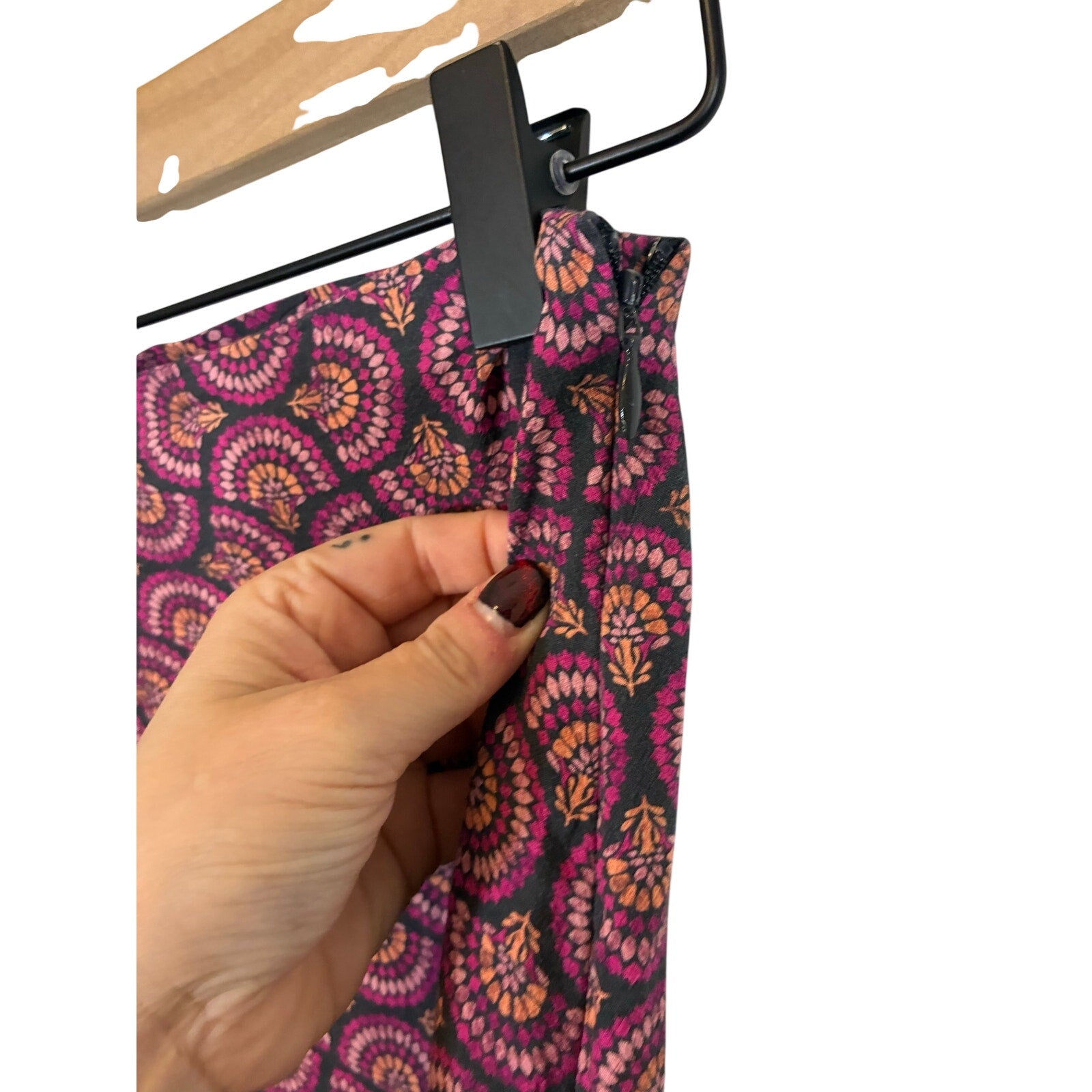 Marine Layer Ryan Midi Slip Skirt Purple Pink Boho Paisley Side Slit 6 Cottage