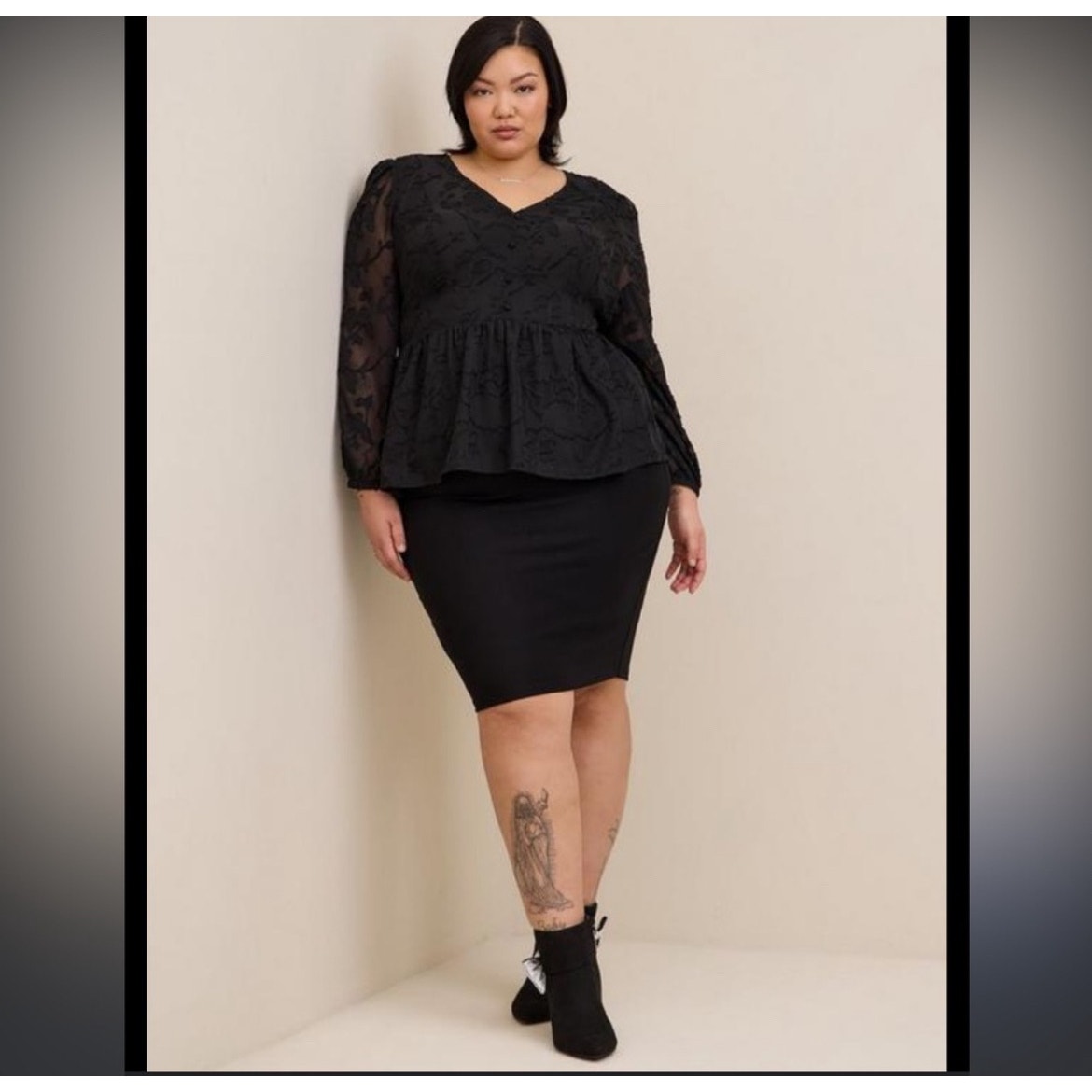 Torrid Peplum Chiffon Clip Floral Blouson Sleeve Top SZ 3 / 3X Whimsy Goth