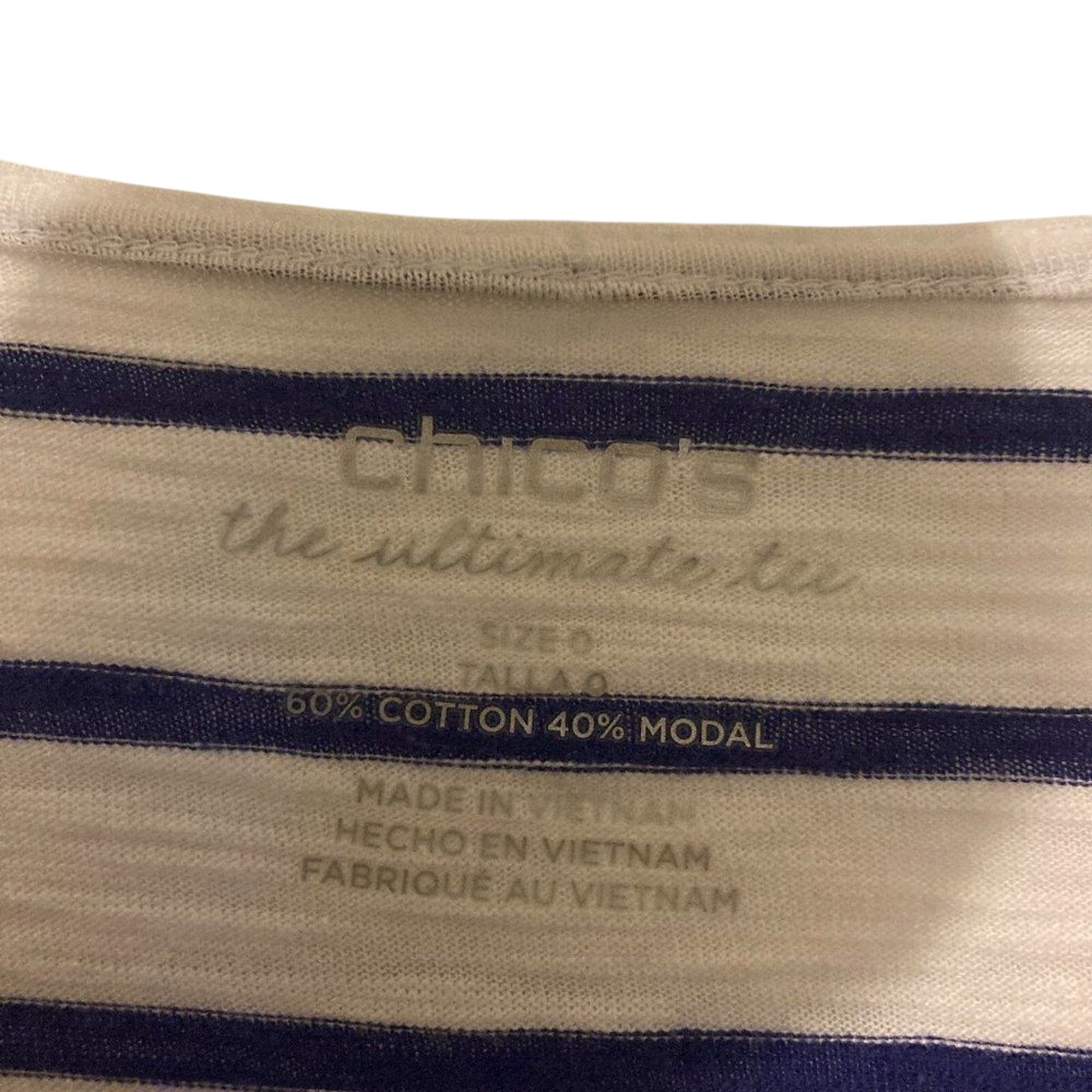 Chico's Striped Cotton The Ultimate Tee Collection Cotton Nautical Cardigan SZ 0