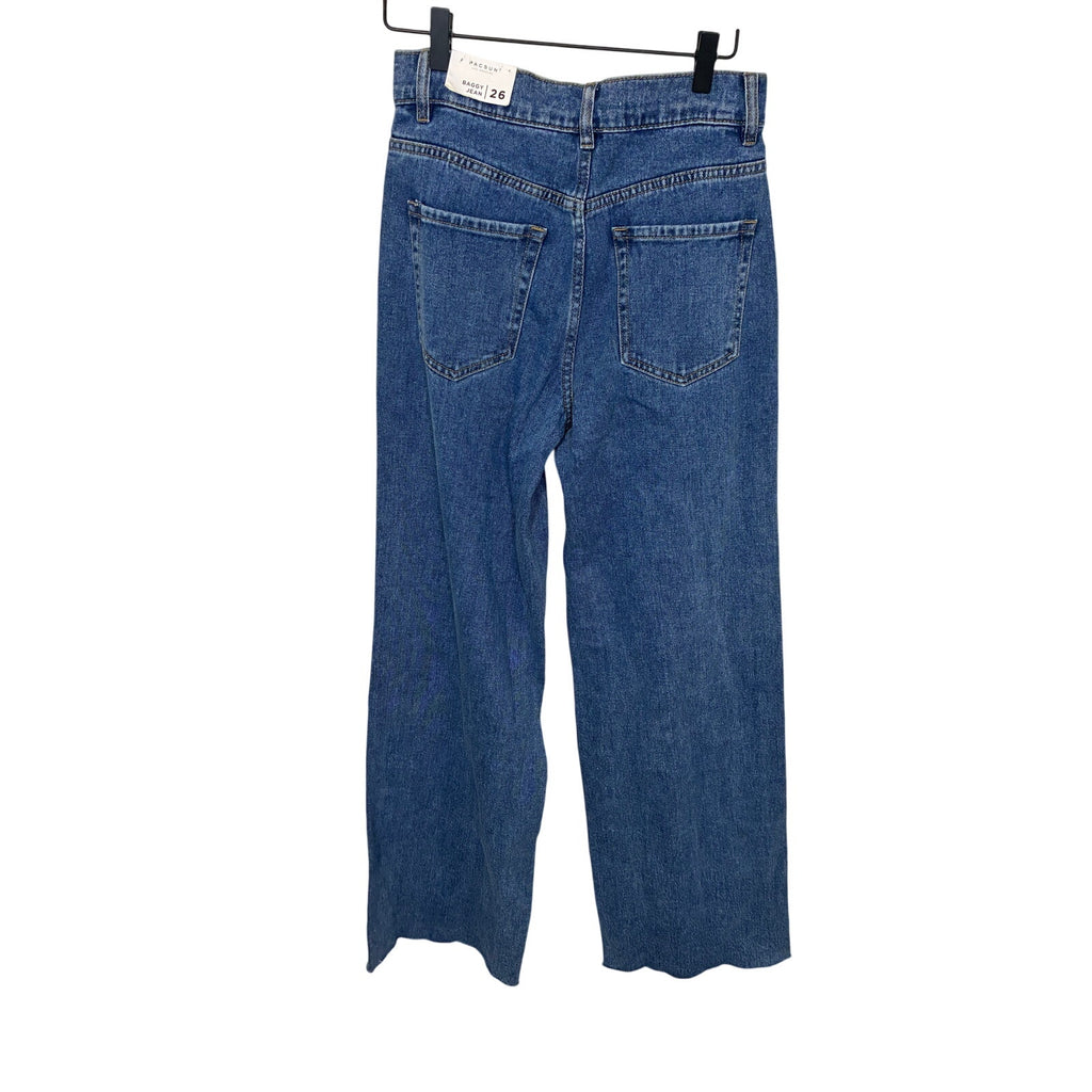 NWT PacSun Baggy Jeans M Rodeo Wash Faux Distressed Wide Leg Women's 26 Modest