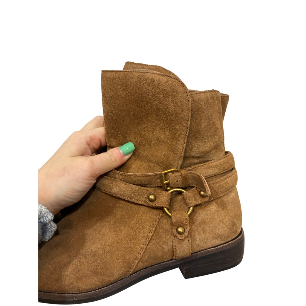UGG Kelby Chestnut Suede Shearling Boots Women’s 8 Cozy Winter Western Minimal