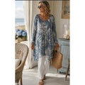 Soft Surroundings Tropical Print Long Sleeve Women's BodyCon Floral Boho Dress
