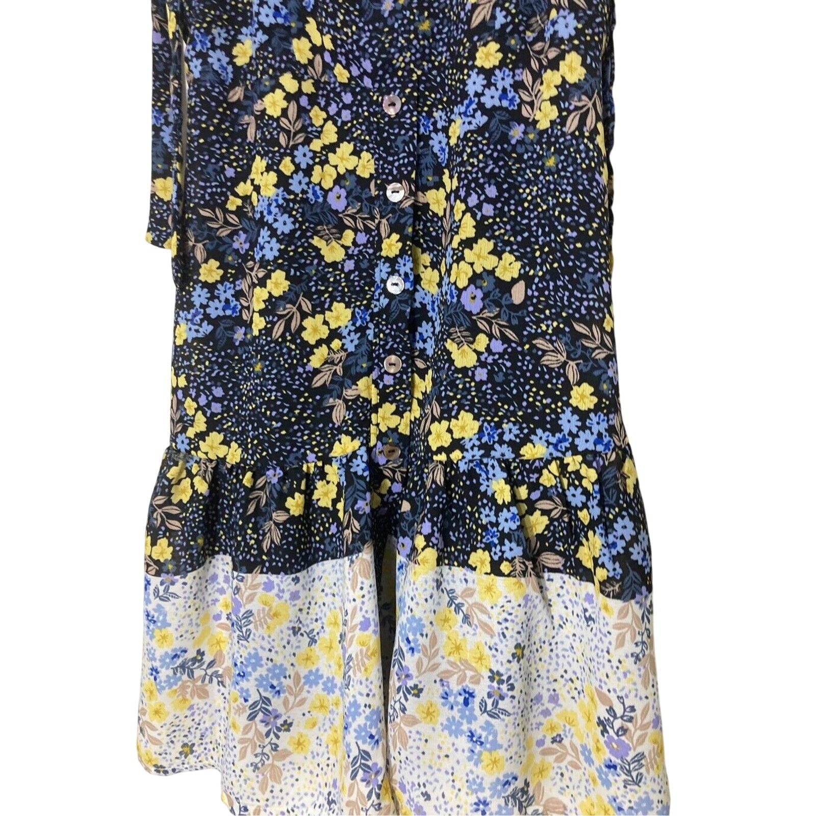 June & Ivy Floral Cottagecore Croquette Whimsy Floral Tie Spaghetti Sundress