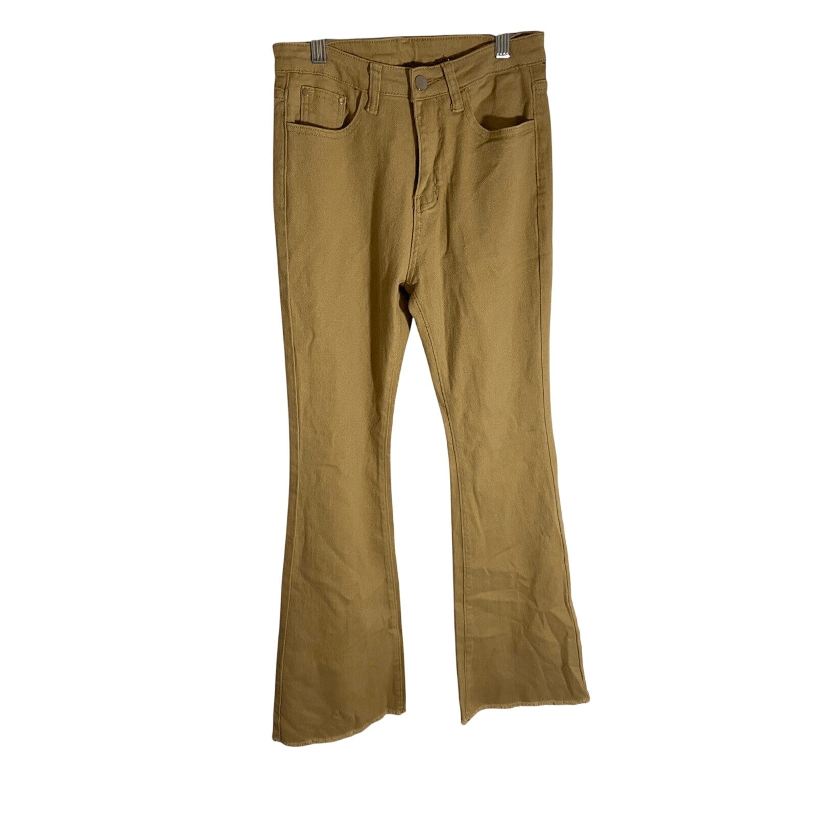 Women High Rise Geisha Jeans Flared Bootcut Tan Denim Caramel size S