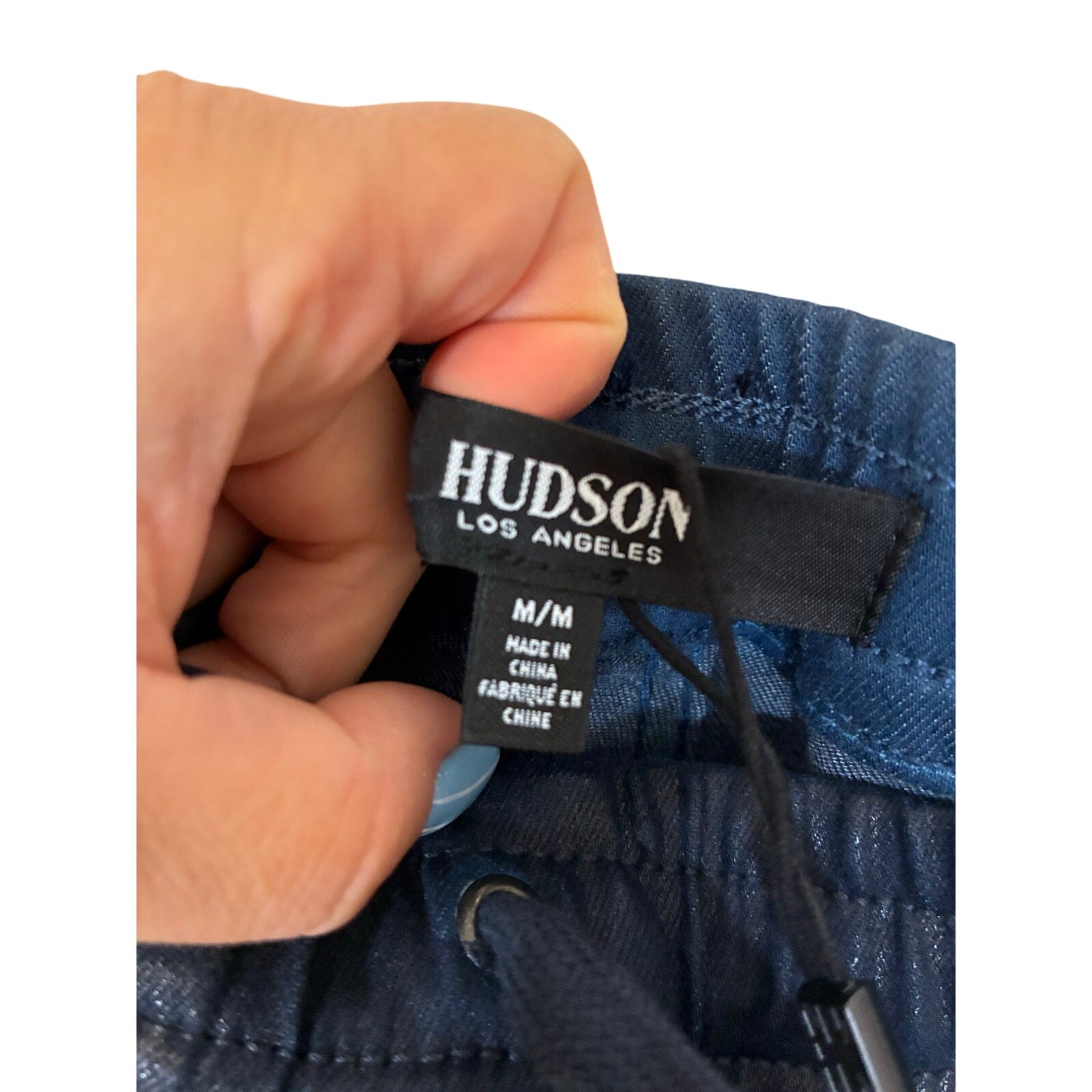 NWT Hudson Women's Blue Flat Front Ankle Zip Pockets Drawstring Jogger Pants M