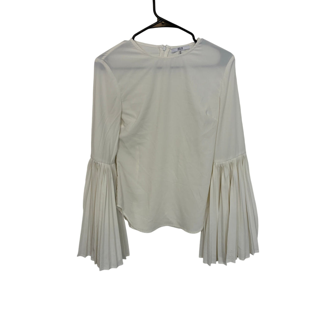 Asilio Built Of Glass Top White Long Pleat Sleeve Blouse XS Victorian CastleCore
