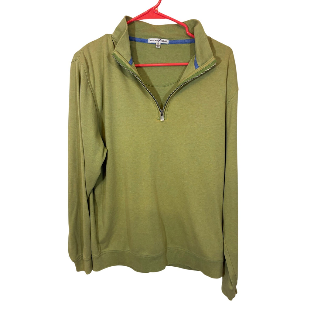 Peter Millar Men's Lime Green Whitaker Quarter-Zip Sweater Cotton Preppy M