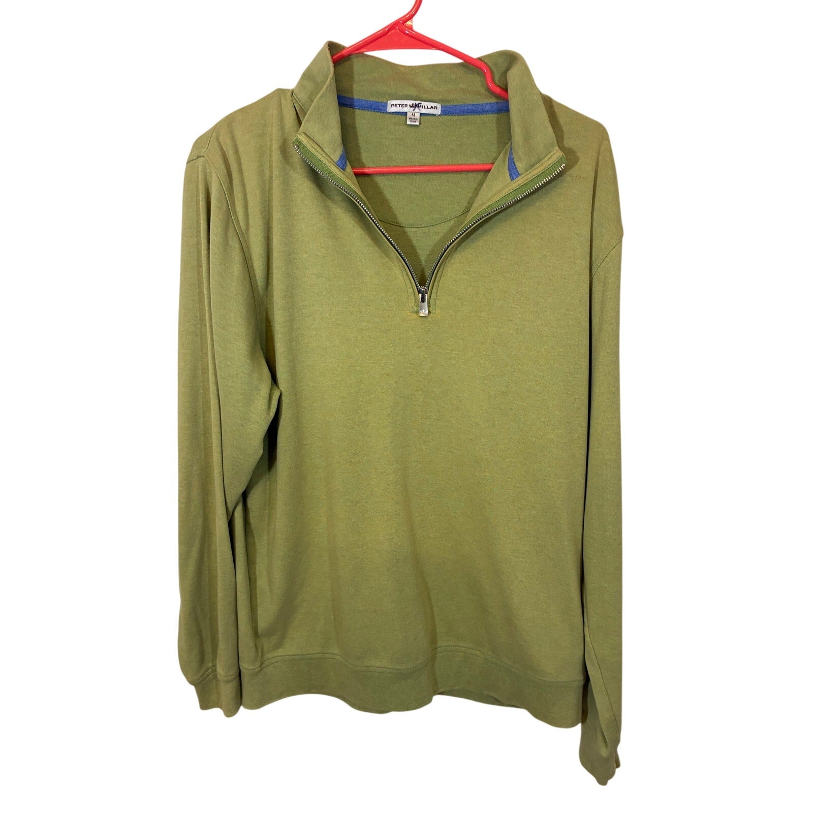 Peter Millar Men's Lime Green Whitaker Quarter-Zip Sweater Cotton Preppy M