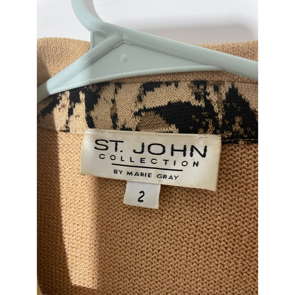 Vintage St. John Collection Santana Knit Blazer Jacket Beige Wool Sz 2 Classic