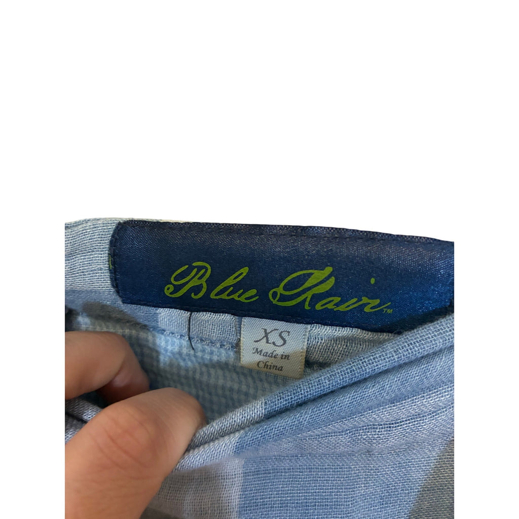 Women’s Short Sleeve Plaid Blue Rain Cotton Preppy Minimalist Gingham Yacht Navy
