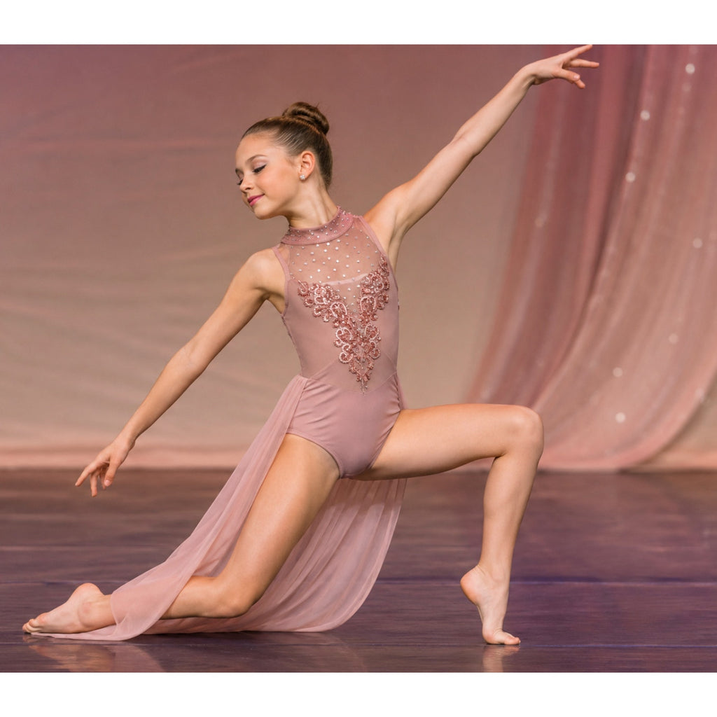 Patrick James Pink Embezzled Dance Leotard With Train Youth L