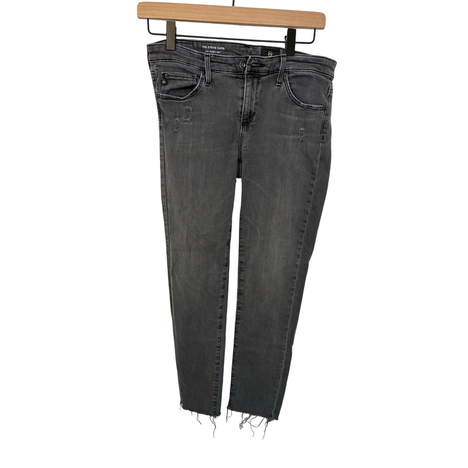 AG Adriano Goldschmied Stevie Capri Faded Black Cropped Skinny Jeans 28 Goth Emo