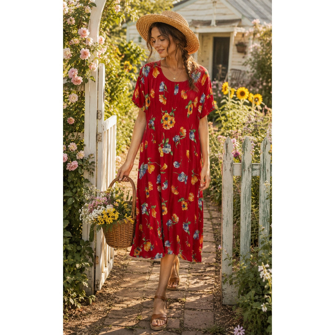 Vintage Positive Attitude Floral Cottage Core Farmhouse Kimono MilkMaid Sundress