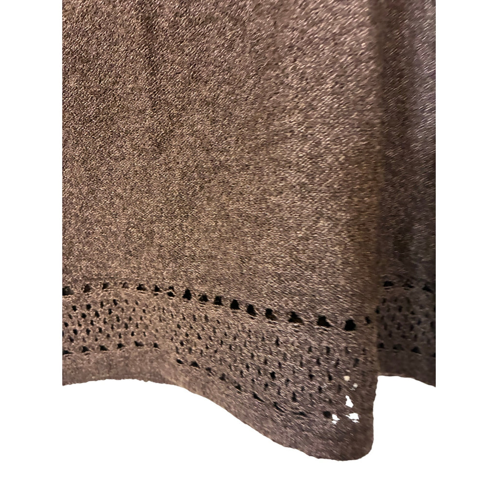 St. John Collection Brown Bouclé Wool Blend Crinkle Knit Pointelle Wrap Skirt M