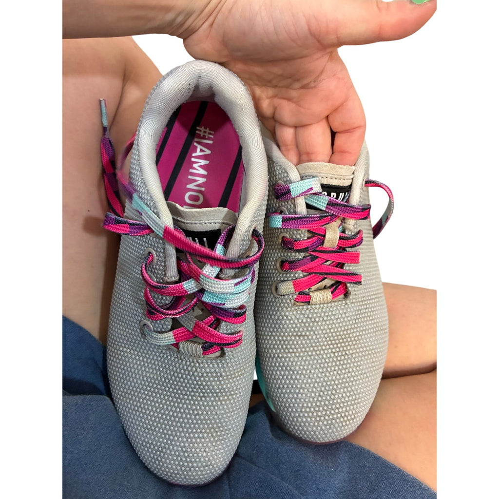 NOBULL Outwork SuperFabric Trainer Sneakers Gray Pink 7.5 Cross Training Shoes