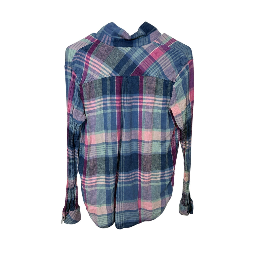 RAILS Charli Laguna Coast Plaid Shirt Blue Pink Coastal Preppy Button Front S