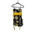 VTG Speechless Y2K Strapless Mini Dress Juniors 7 Black Yellow Floral Cocktail
