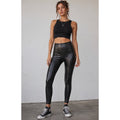Spanx Faux Leather Moto Leggings Ankle Length XS Black 2437 Grunge Emo Biker