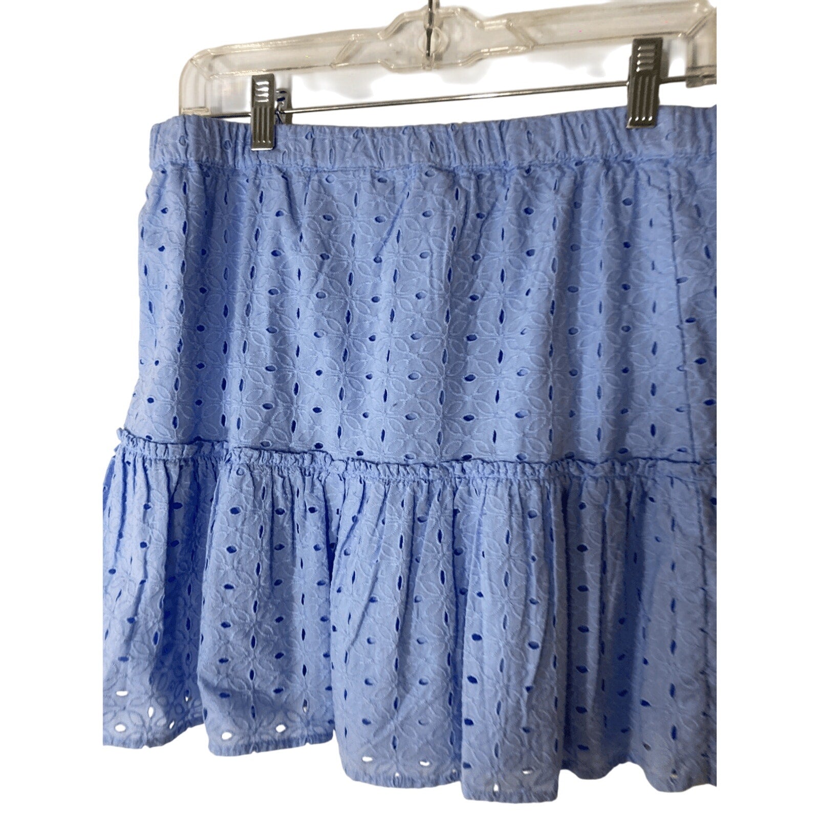 Crown and Ivy Cabana  Eyelet Soft Girl Blue Medium Mini Preppy Cotton Skirt