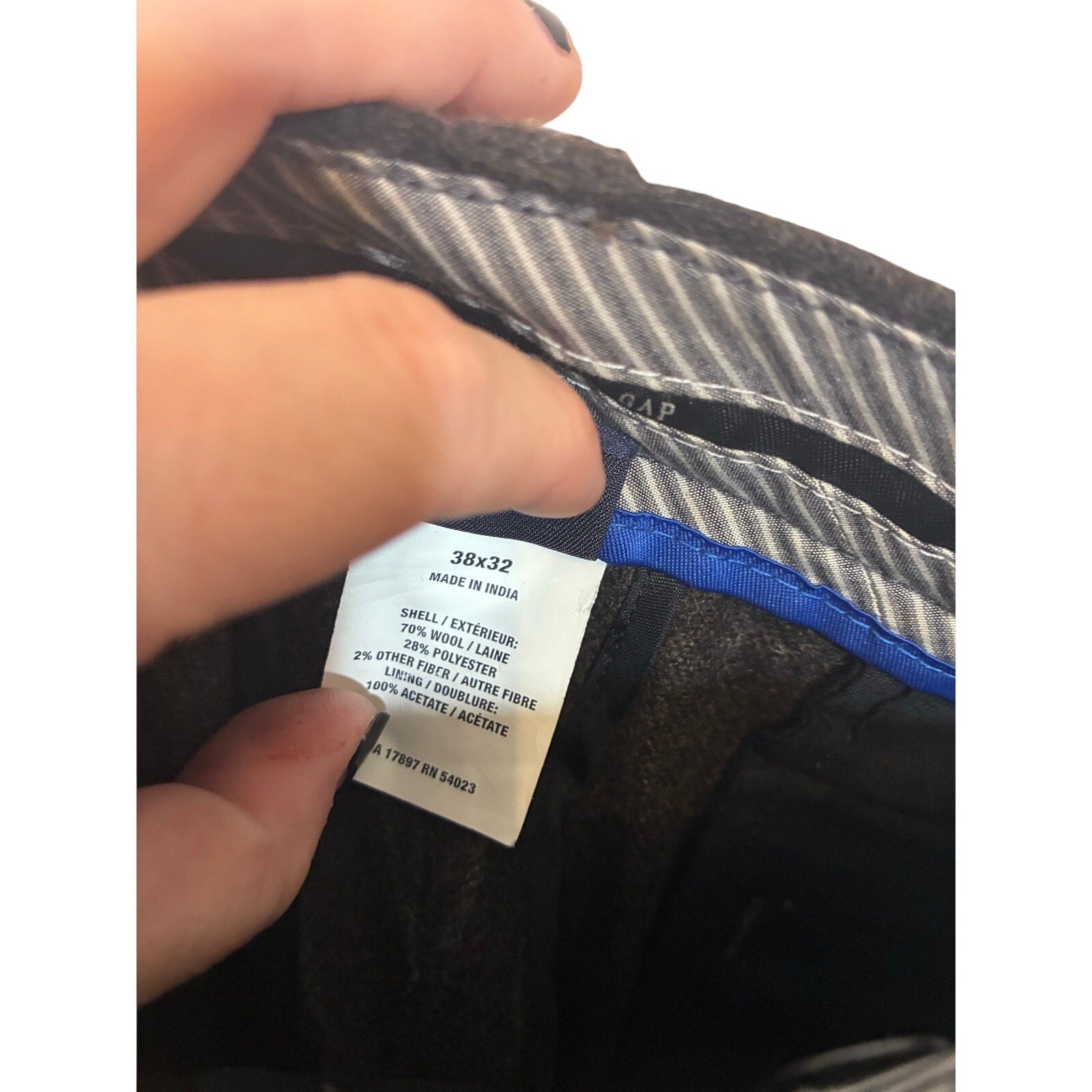 Gap Mens Wool Dress Pants Flat Front Striped Trousers Business Office 38x32