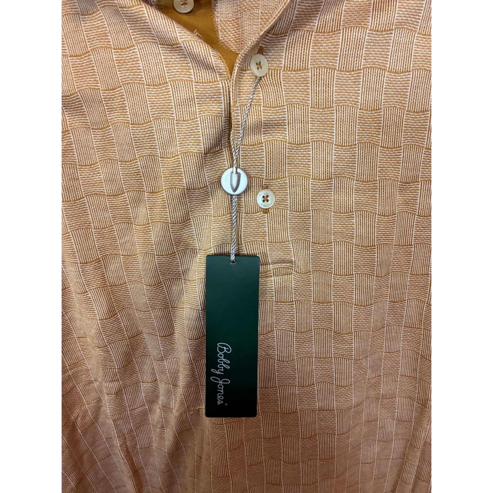 NWT Bobby Jones Collection Golf Polo Shirt Tan Textured Country Club Old Money L