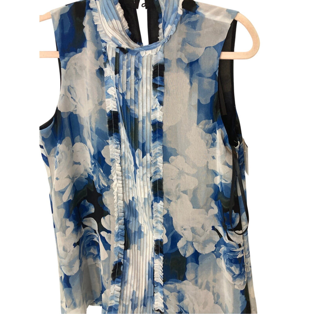 NWT Karl Lagerfeld Floral Peephole Ruffle Bloomecore Office Blouse