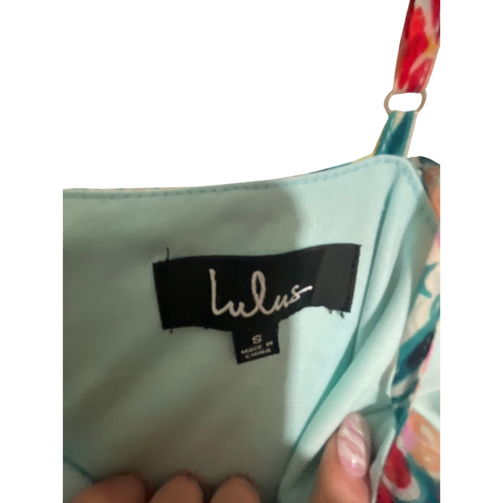 Lulu's Dainty Coquette Cottage Feel Alive Teal Green Floral Print Ruffled Dress