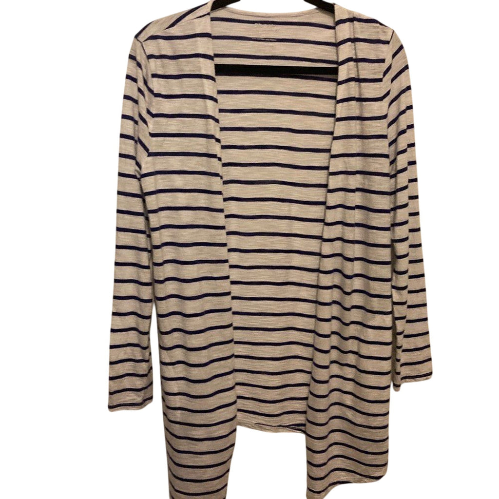 Chico's Striped Cotton The Ultimate Tee Collection Cotton Nautical Cardigan SZ 0