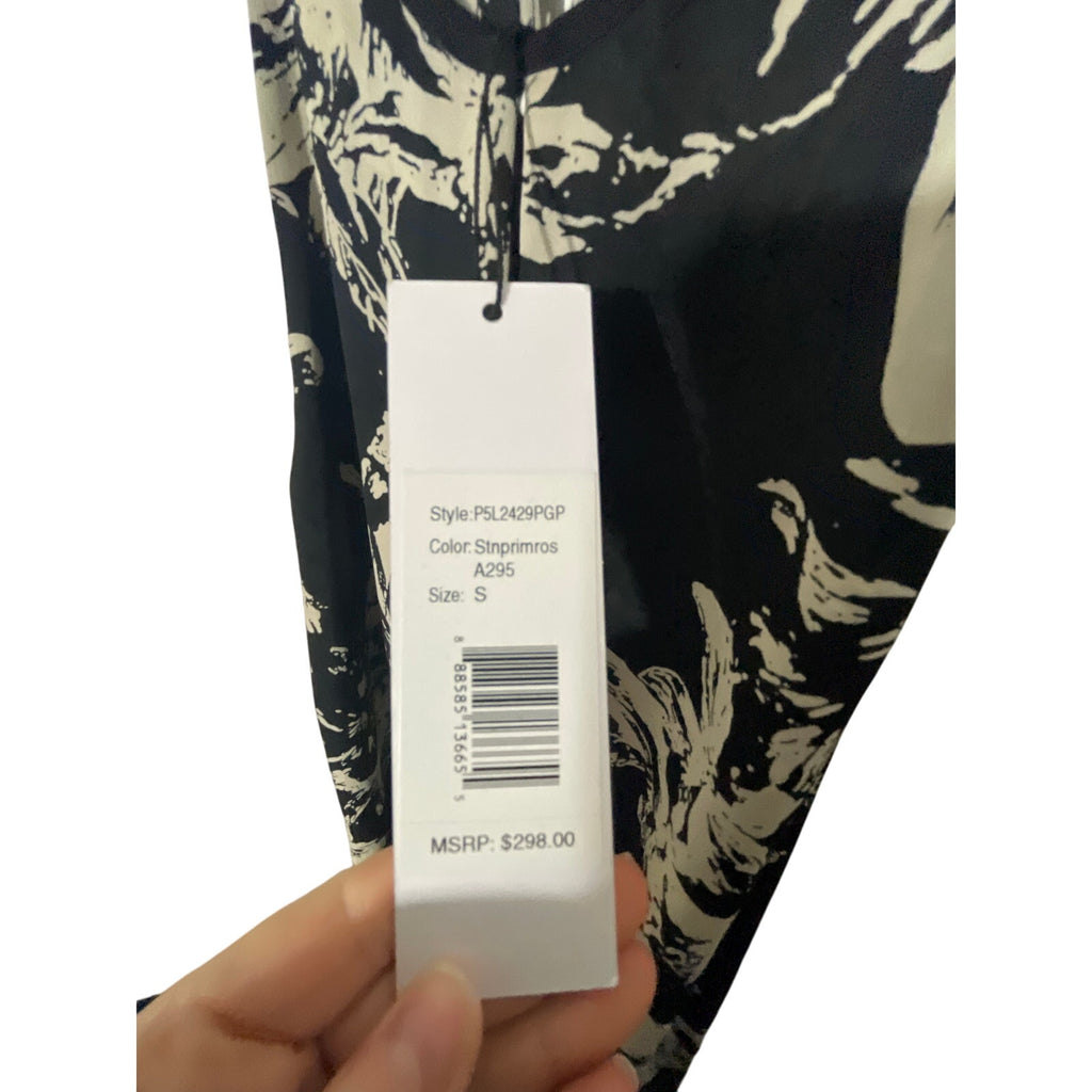 NWT Parker Elegant Keyhole Racerback Halter Black Floral Ruffle Whimsy Dress S