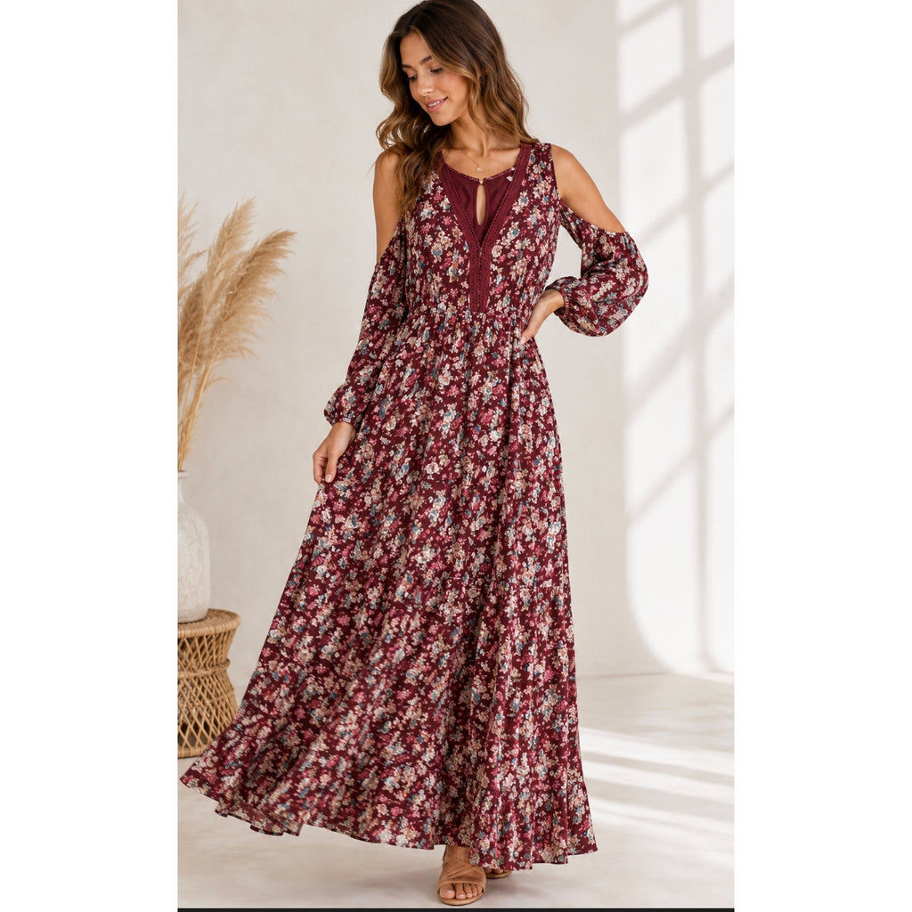 Loveriche Bohemian Small Dainty Floral Maxi Dress