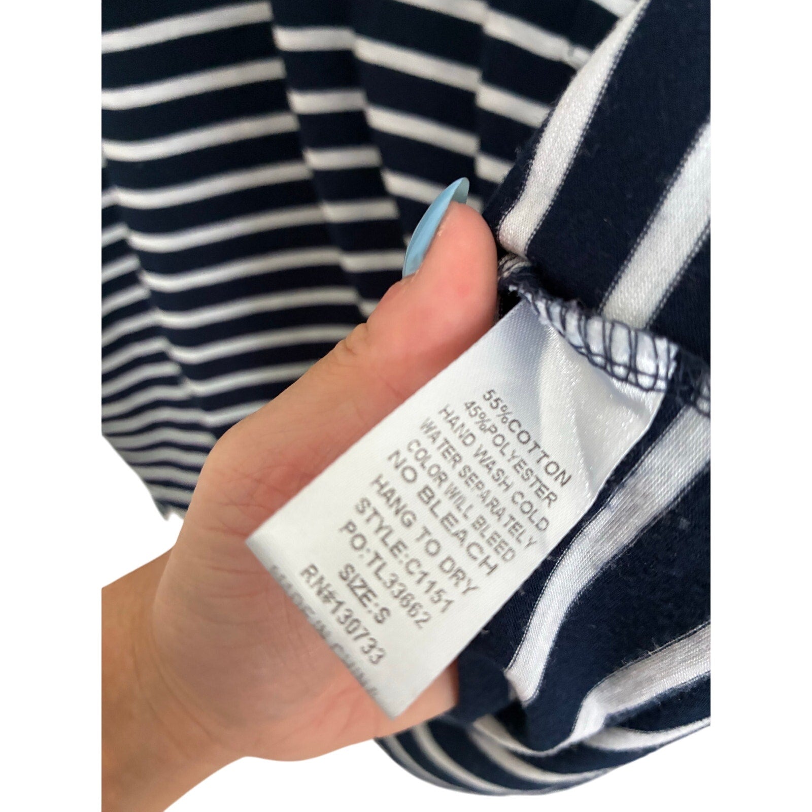 Umgee Women's Striped Long Sleeve V Neck Patch Pocket Nautical Coastal Shirt S