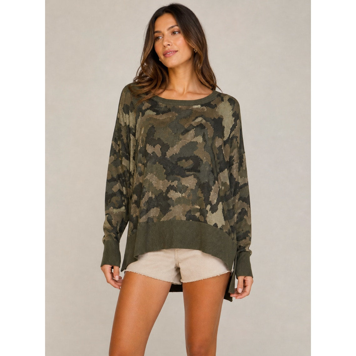 Wonderly Rayon Camouflage Large Women's Crewneck Sweater