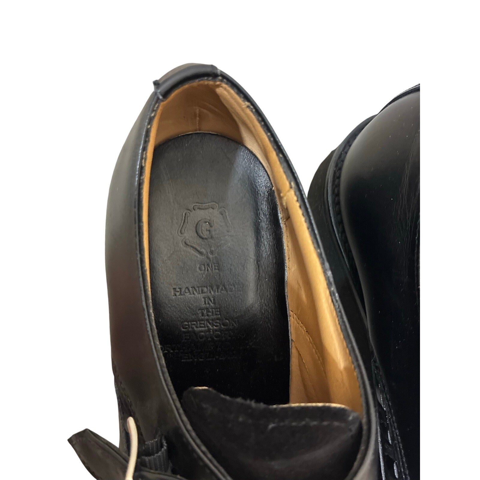 Grenson Black Leather Monk Strap Loafers Women US 7.5 UK 5 Made England Lug Sole